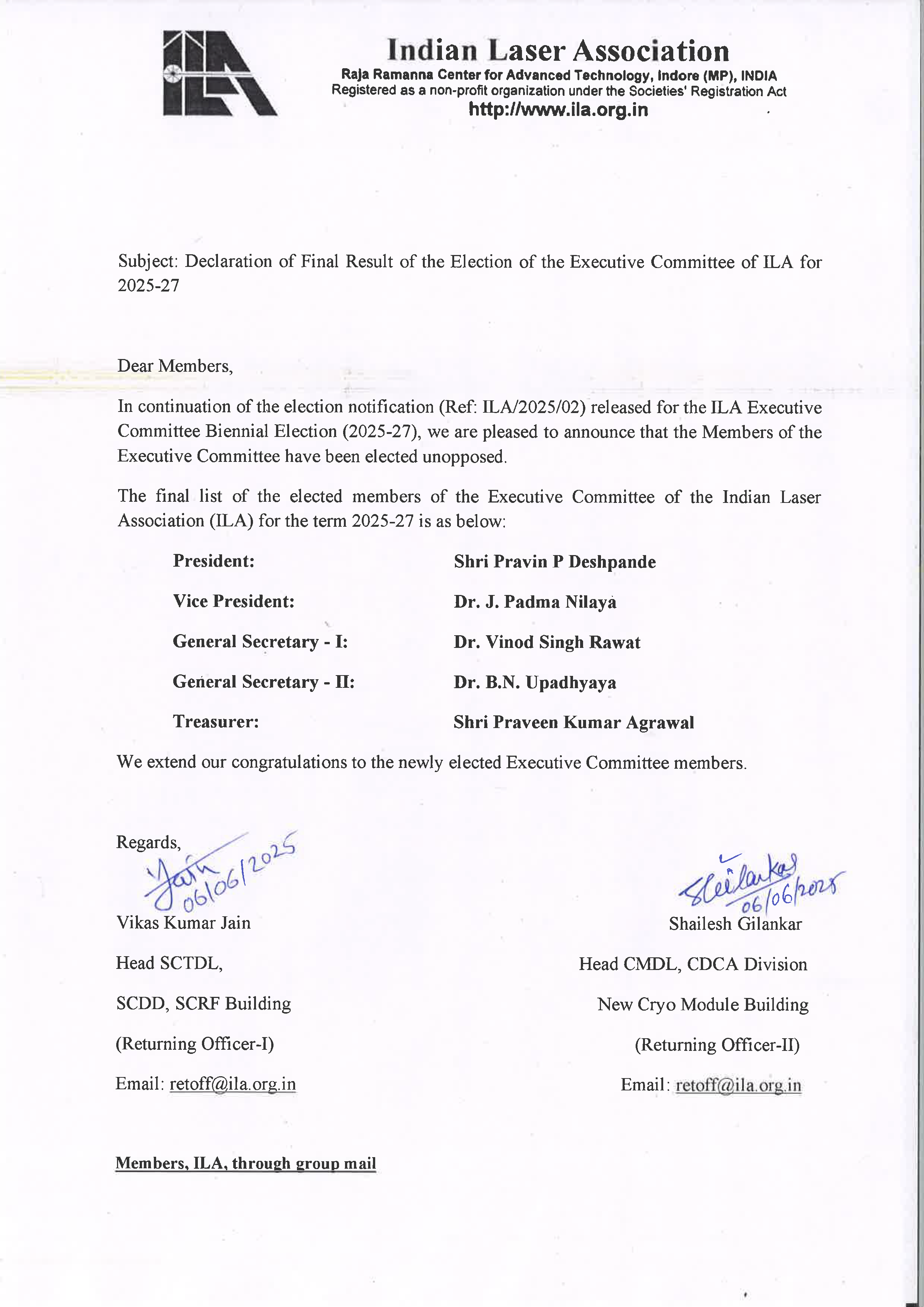 ILA election results 2025 27